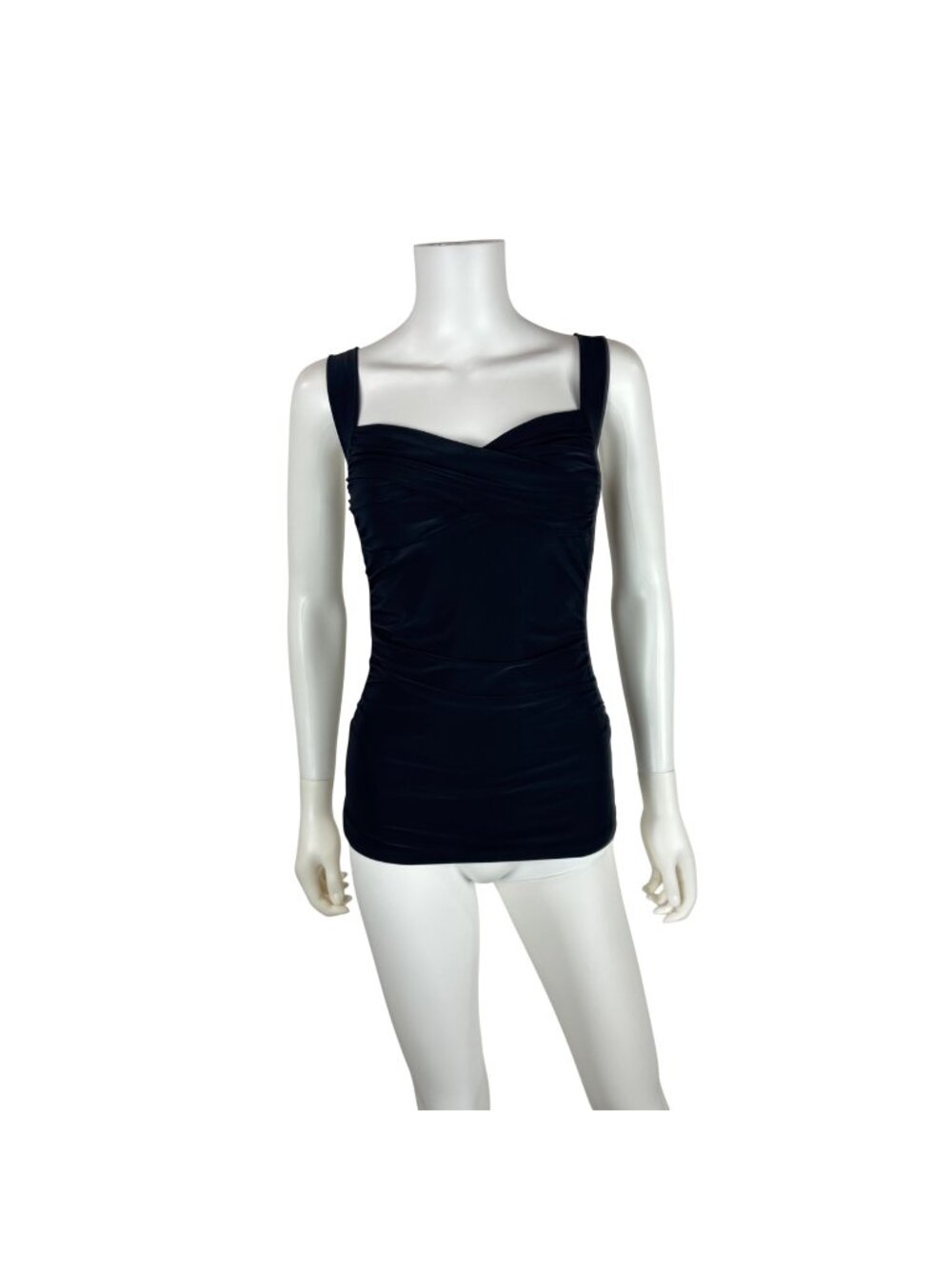 Sabora Black Tank Top Womens Medium Sweetheart Neckline Sleeveless Pin Up